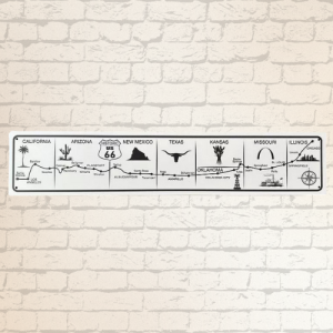 Panneau Décoratif Route 66 Carte Routière 60x12 cm