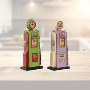 Pompes à Essence Décoratives Vintage – Métal (Vert / Rose)