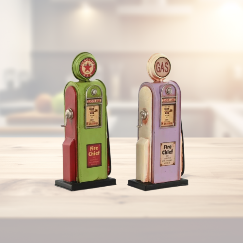 Pompes à Essence Décoratives Vintage – Métal (Vert / Rose)