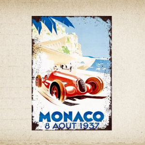 Plaque métal vintage Grand Prix Monaco 1937