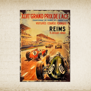 Plaque métal vintage Grand Prix de Reims 1960